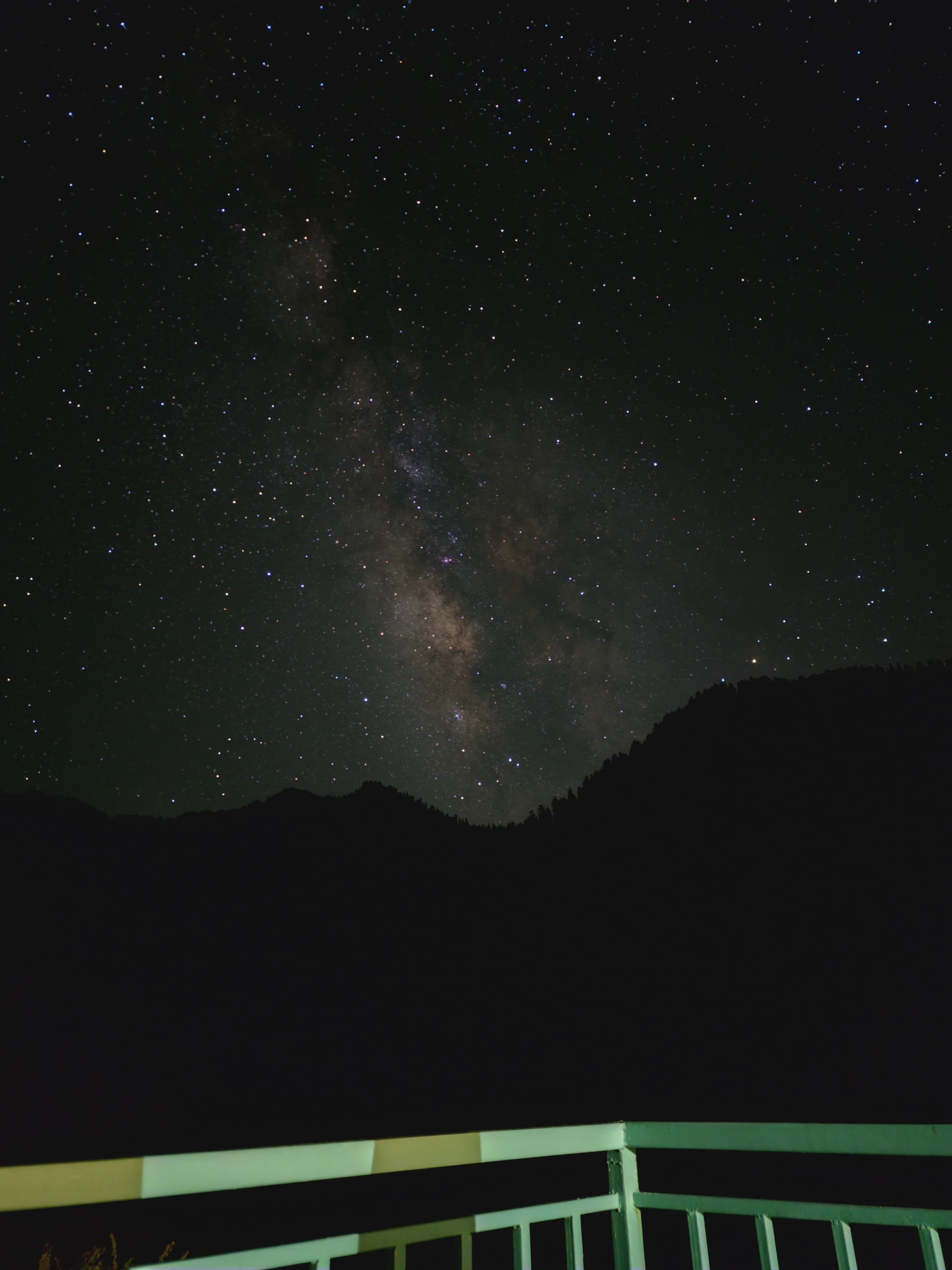 Star-filled sky with mountain silhouette