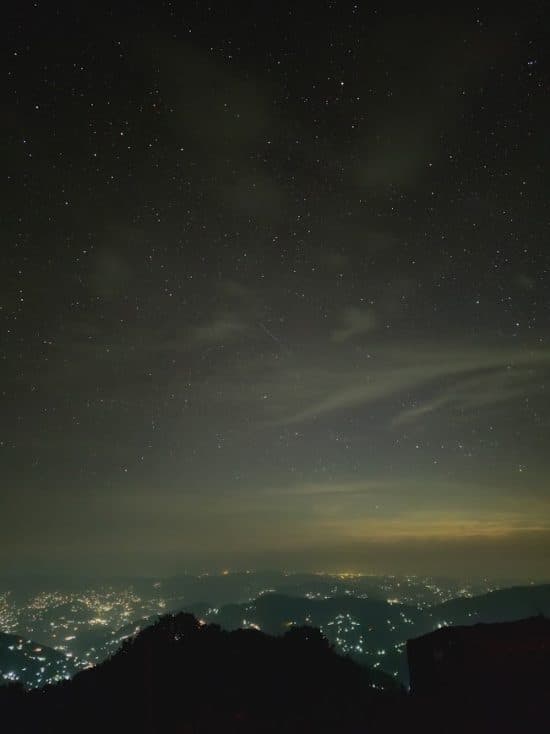 Starry night sky over Raghupur Fort campsite